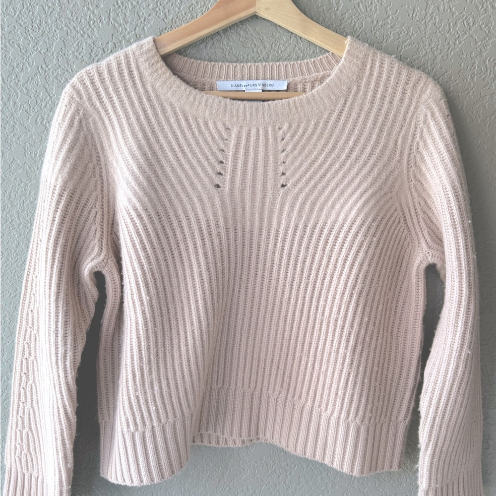 DVF Blush Pink Merino Wool Crop Sweater